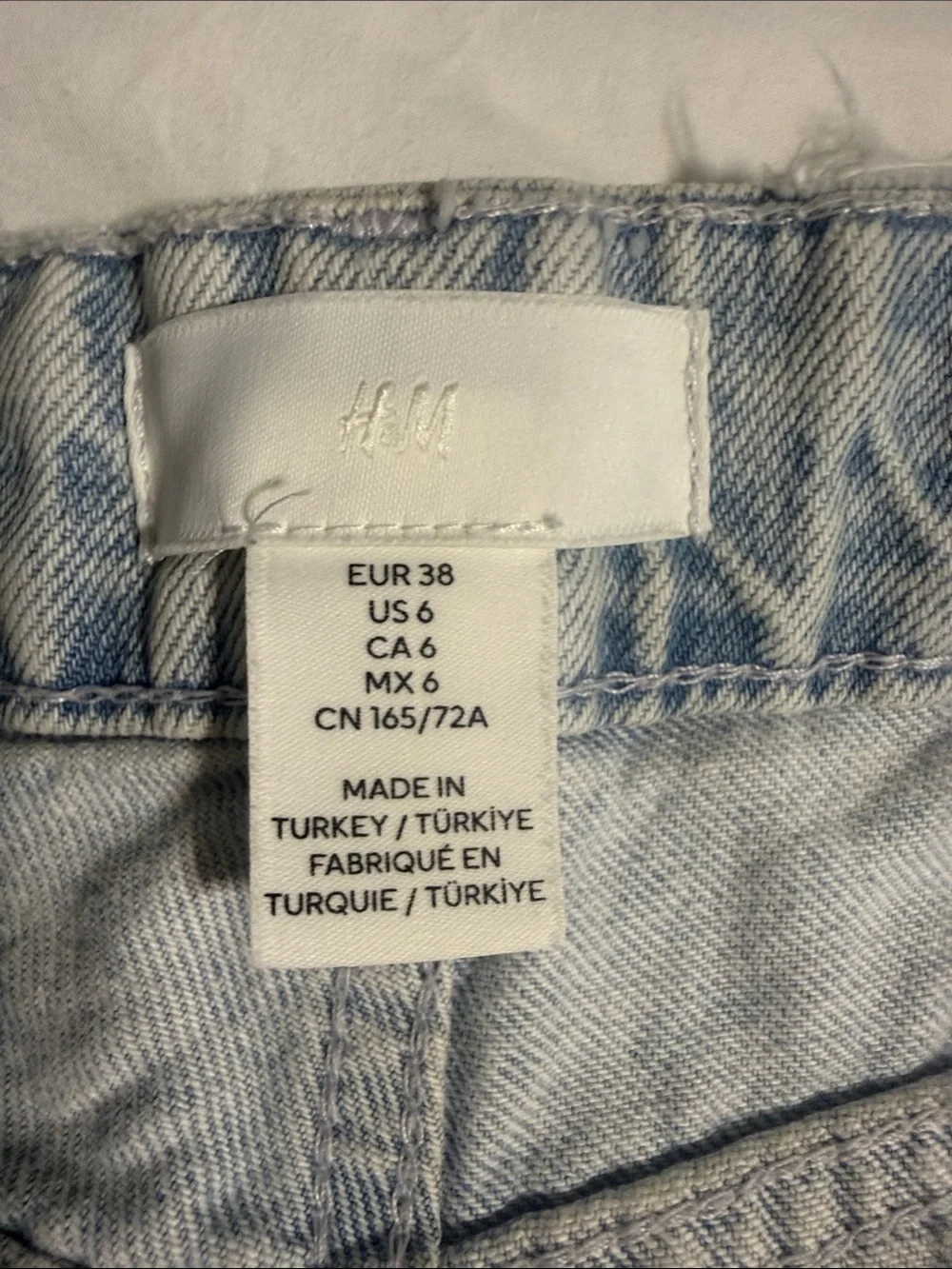H&M Light Blue High-Waist Denim Shorts